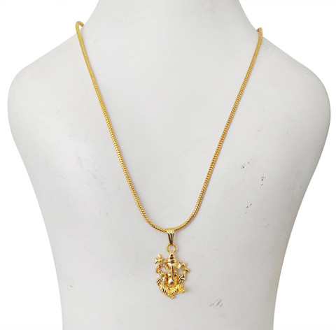Maaji Lord Ganesha Antique Symbols Most beautiful Pendant Hindu Religious  Symbols Pendant Fashion Temple Jewellery With Gold Plated Snake Chain  (20-22 - Main Image
