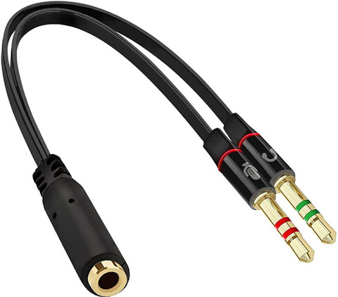 RiaTech Black Mic Audio Y Splitter Cable For PC Laptop (20cm