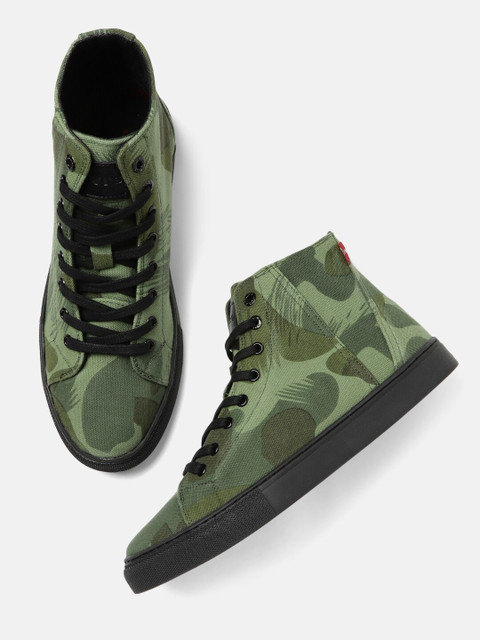 Levi\'s Olive Green Lace-Up High-Top Sneakers Levi main image 2