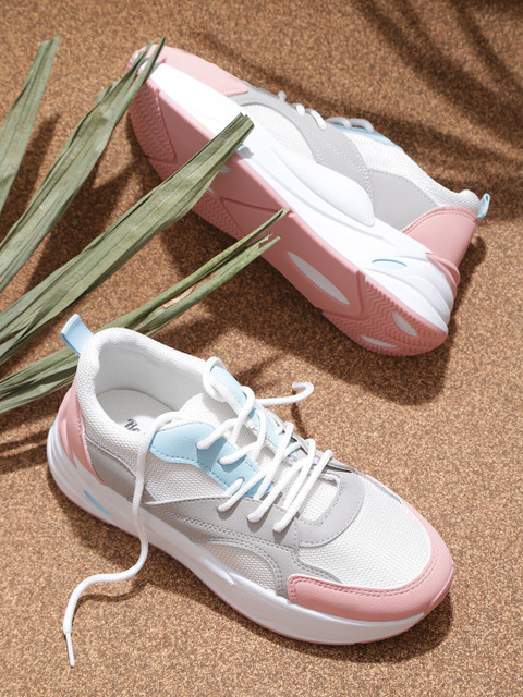 Roadster Pink Colourblocked Flatform Sneakers For Women Buy