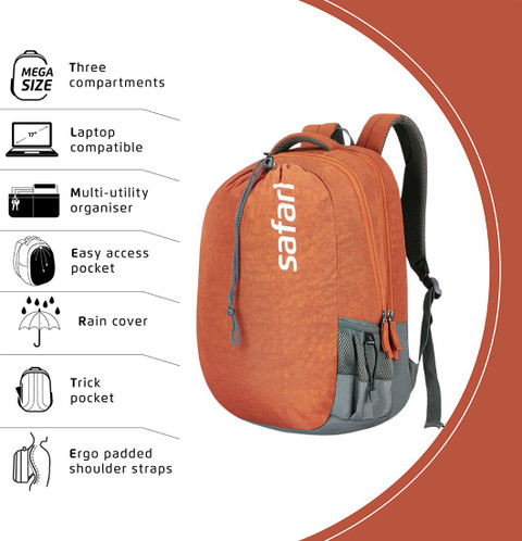 SAFARI DRAWSTRING 20 CB RUS 45 L Large Laptop Backpack Brown