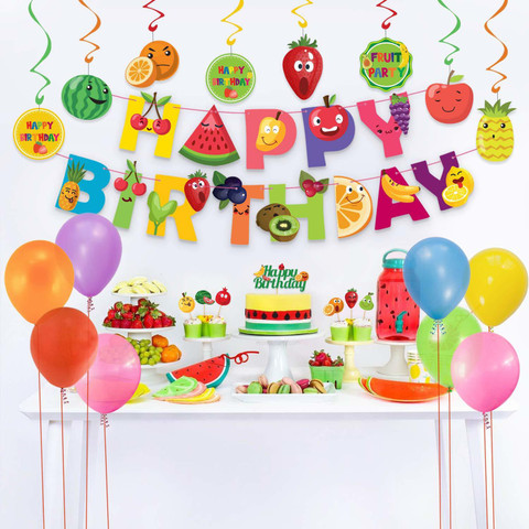 Festiko Tutti Frutti Party Decorations Set for Kids,Happy Birthday