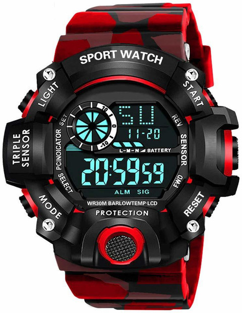 The Shopoholic Digital Watch Army Red Grey Color Strap Waterproof Digital  Sports Digital Watch For Men