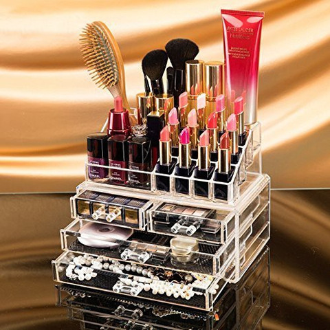 acrylic makeup tackle box Clear Organizer  Multi-Section Compartments, Lipstick Holder & Drawer Divider, 25 X 18.5 X Product Details Highly recommend for anyone who has lots of makeup and skincare Acrylic Cosmetic Drawer/ Clear Perspex