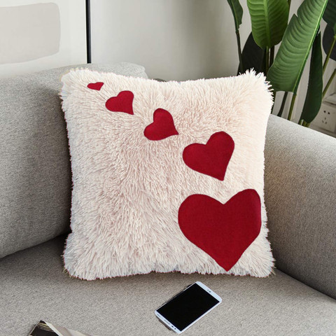 PriMaryHoMe White Red Pillow Sofa Decor Cushions Cute Decorative Pillow  for Couch/ Living Room/ Bedroom/ Home Interior 40 cm