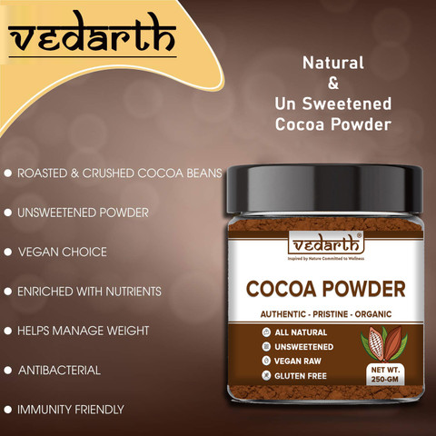 Vedarth Unsweetened Natural Cocoa Powder for Making Chocolate Cake,  Cookies, Chocolate Bread, Shake, Brownies, Chocolate Desserts Cocoa Powder