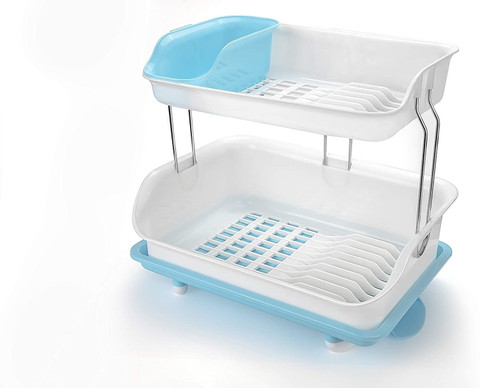 AXN Dish Drainer Kitchen Rack Plastic 2-Tier Large Durable Dish