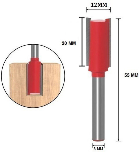 ALPHABET 8MM-SHANK ( Cut Dia.12 MM) STRAIGHT ROUTER/TRIMMER BITS