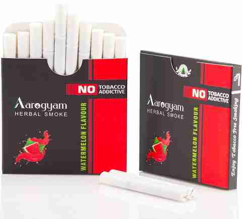 Aarogyam Herbals Tobacco Free and Nicotine Free Cigarette For Relieve  Stress and Mood Enhance Product -Watermelon Flavor - 2 Packets (20 sticks)  Smoking Cessations Price in India