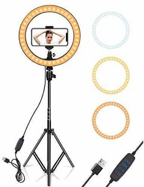 Jeteck LED Ring Light with Tripod Stand and Wireless Shutter Button  Dimmable Studio Lighting with Phone Holder for Photo and Video Tripod Kit