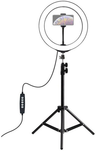 Jeteck Professional LED Shooting Big Ring Light Brightness Level with  Feet Tripod Mobile Camera Stand Suitable for All Mobile Camera Tripod 
