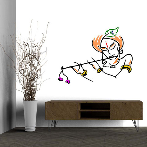 wallpics 30 cm Lord krishna religious Self Adhesive Decorative Wall ...