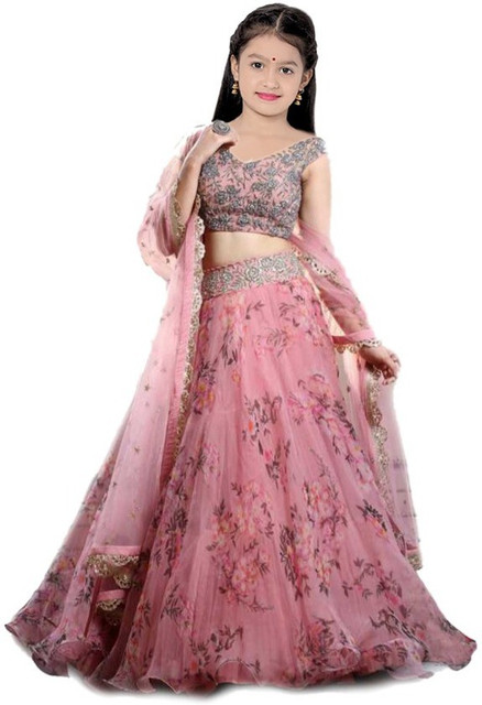 FULPARI Girls Lehenga Choli Ethnic Wear Printed Ghagra, Choli, Dupatta Set