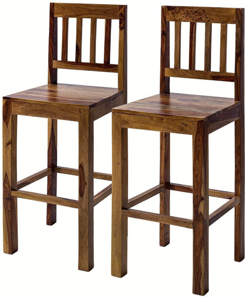 G Fine Furniture Wooden Seater Long Bar Chairs Set, Bar Stool With  Leg/Foot Support, High Chair Solid Wood Bar Chair