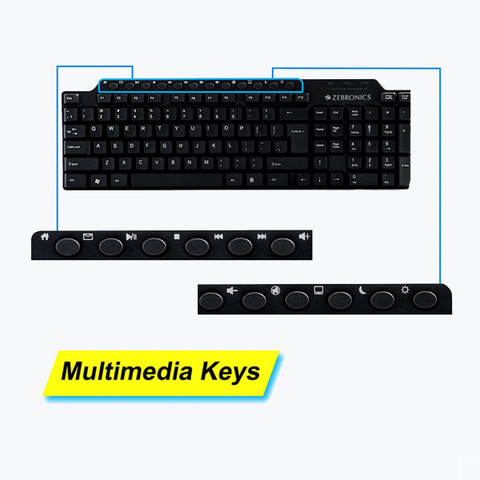 KME！ Zebronics ZEB-KM2100 Multimedia USB Keyboard Comes with 114 Keys