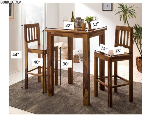 G Fine Furniture Sheesham Wood Long Seater Bar Table Set, High