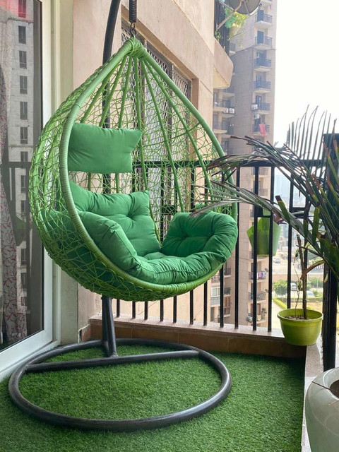 Flipkart Perfect Homes Studio Single Seater Swing Chair With Stand for Patio Garden Outdoor Furniture Iron Hammock