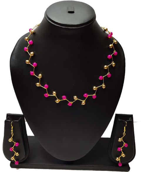 PRAGATI Alloy Pink, Gold Jewellery Set Price in India Buy
