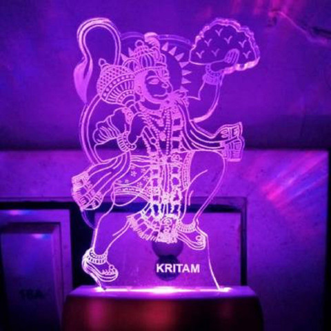 CNムーピングドール LEDライト付き 約33cm KRITAM Hanuman JI Magic Night Lamp 3D Beautiful Illumination