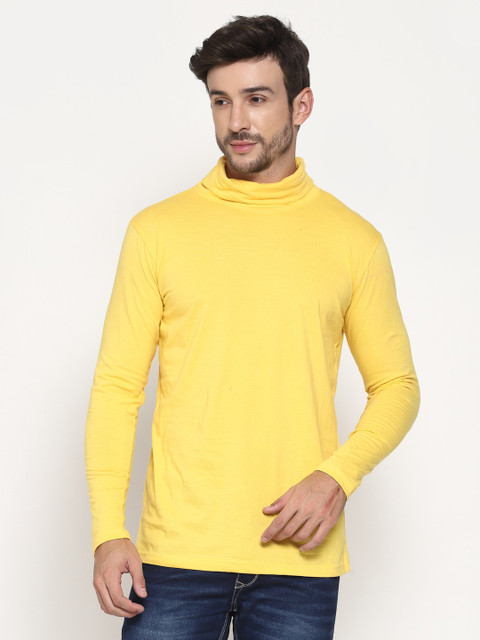 PAUSE Sport Solid Men Turtle Neck Yellow T-Shirt Buy PAUSE Sport