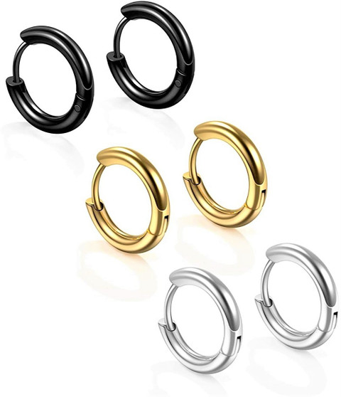 shivay Mens Earring Women Earring Fashion Multi jewellery Valentine  Platinum Black Blue Golden Silver Surgical Plug Hoop Ear piercing Studs