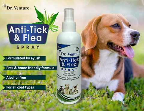 Dr Venture Anti-Tick And Flea Spray For All Breeds Like Dogs, Cats And  Puppies Kills Repels Fleas, Ticks And Lice Enriched With Neem And  Aloevera