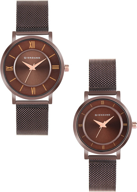 GIORDANO Brown Dial Couple Watch Gift Set Analog Watch For