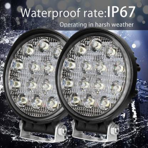 BOOSTY 14 LED Round Fog Light Inches Waterproof Off Road Driving Lamp for  Car and Motorcycle (42W, White Light, PCS) with USB Charge A Bike 