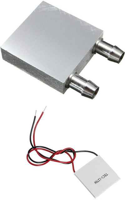 INVENTO 1Pcs Peltier Aluminum Water Cooling Block 40x40x12mm Tec1-12706  12V 60W Thermoelectric Cooler Peltier Plate Module Automotive Electronic