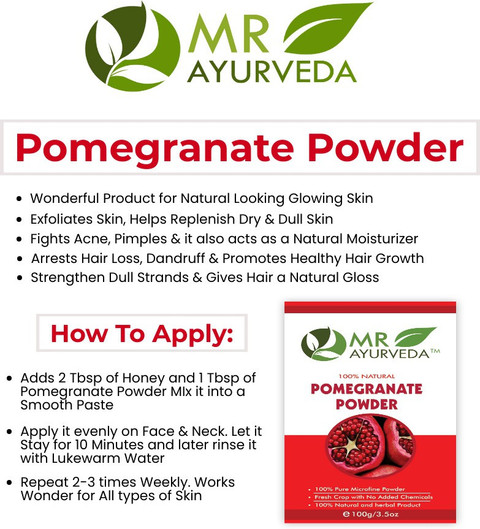 MR Ayurveda 100% Pure Organic Pomegranate Peel Powder Punica Granatum  Anaar Powder Natural Skin Hare Care