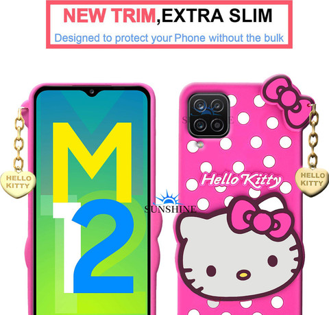 SUNSHINE Back Cover for Samsung M12 Hello Kitty Case 3D Cute Doll  Soft Girl Back Cover with Pendant