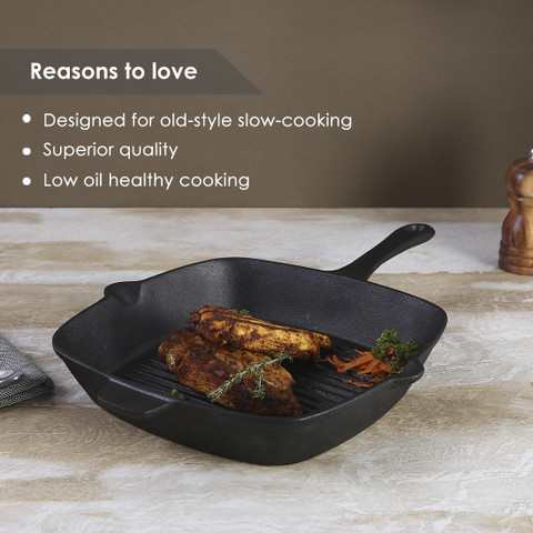 WONDERCHEF Forza Cast-Iron Grill Pan, Pre-Seasoned Cookware