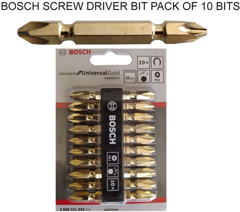 BOSCH 2608521042 Golden Screw Driver Bits 65mm PH2 pack of 10 pcs