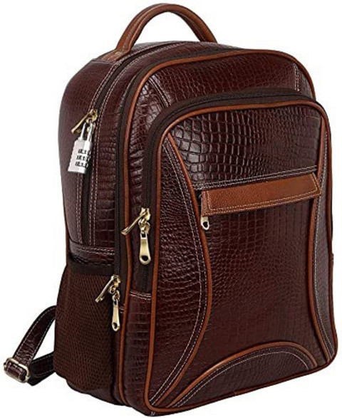 RICHSIGN LEATHER ACCESSORRIES Leather Accessories Natural Full Grain  Leather Laptop Backpack Bags for Men and Women Office Use  Inch(Dimension-H-