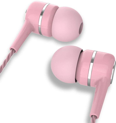 pink earbuds that hook over the ear