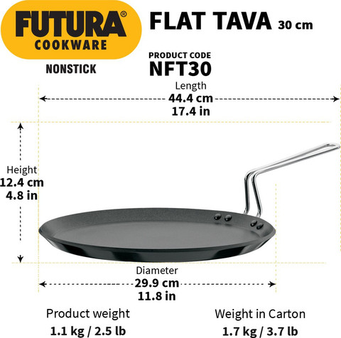 Hawkins Non Stick Flat (NFT30) Tawa 30 cm diameter