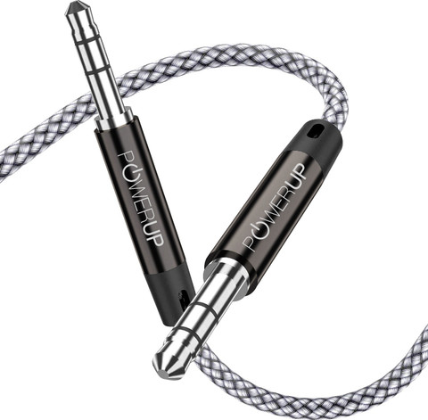 POWERUP AUX Cable m Nylon Braided Nylon Braided Metal Aux Cable with  Male to Male Aux Audio Stereo Cable with Gold Plated Connectors for 