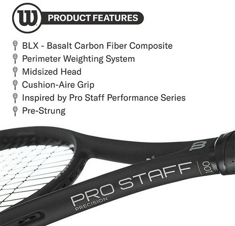 WILSON Pro Staff Precision 100 Black Strung Tennis Racquet - Buy