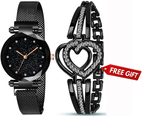 Acnos Fancy Bracelet Black Women Watches Ladies Wristwatch for - Main Image