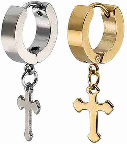 Shiv Jagdamba Christmas Gift Jesus Cross Piercing Surgical Fashion  Jewellery Valentine Bali Hoop earrings for men/ Ear rings Combo For Men  Gents