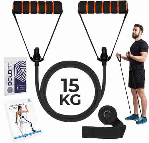 BOLDFIT Resistance Tube, Exercise Stretching Resistance Band Set For Men  Women Workout Resistance Tube