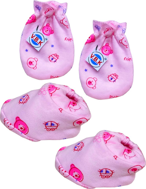 Baby Boys and Baby Girls Organic Hosiery Cotton Soft Fabric Hand  Mittens (Gloves) (4 Pair) and Leg Booties (Socks) (4 Pair), to Months