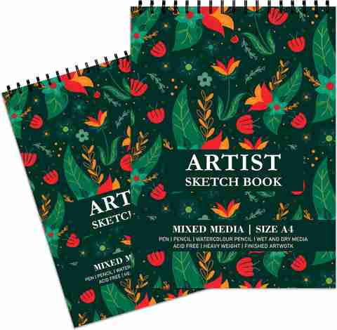 Paper Parwana Leaf & Flower Pattern Artist Sketch Drawing Book A4 Size ...