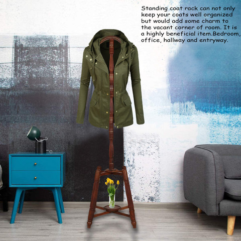 ADA Handicraft Sheesham Pakka Wood Pedestal Style Coat Stand, Wooden Coat  Rack Stand Cloth Hanger for Bedroom, Office, Hallway and Entryway (Dark