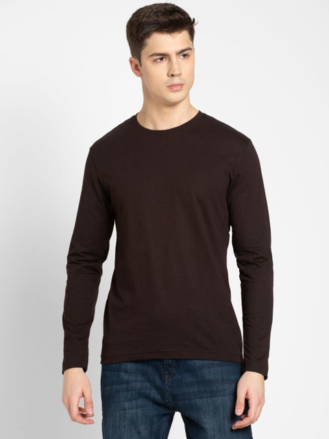 JOCKEY Solid Men Round Neck Brown T-Shirt