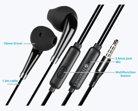 ZEBRONICS Calyx, with In-Line Mic, Jack, 12mm Drivers, Deep