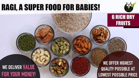 HEALTHY PANDA Organic Sprouted Ragi Dry fruit Porridge Powder for