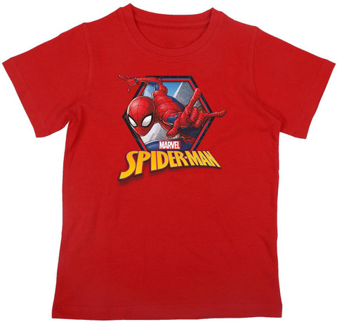 Spiderman Boys Typography, Printed Pure Cotton Regular T Shirt
