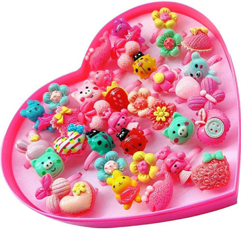 FANCIFY Multicolor adjustable rings for kids,Heart Shape Box(36Pcs