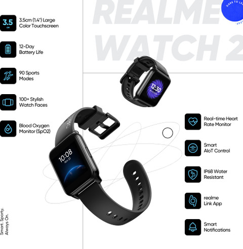 realme Smart Watch with Superbright HD Display 90 Sports Modes